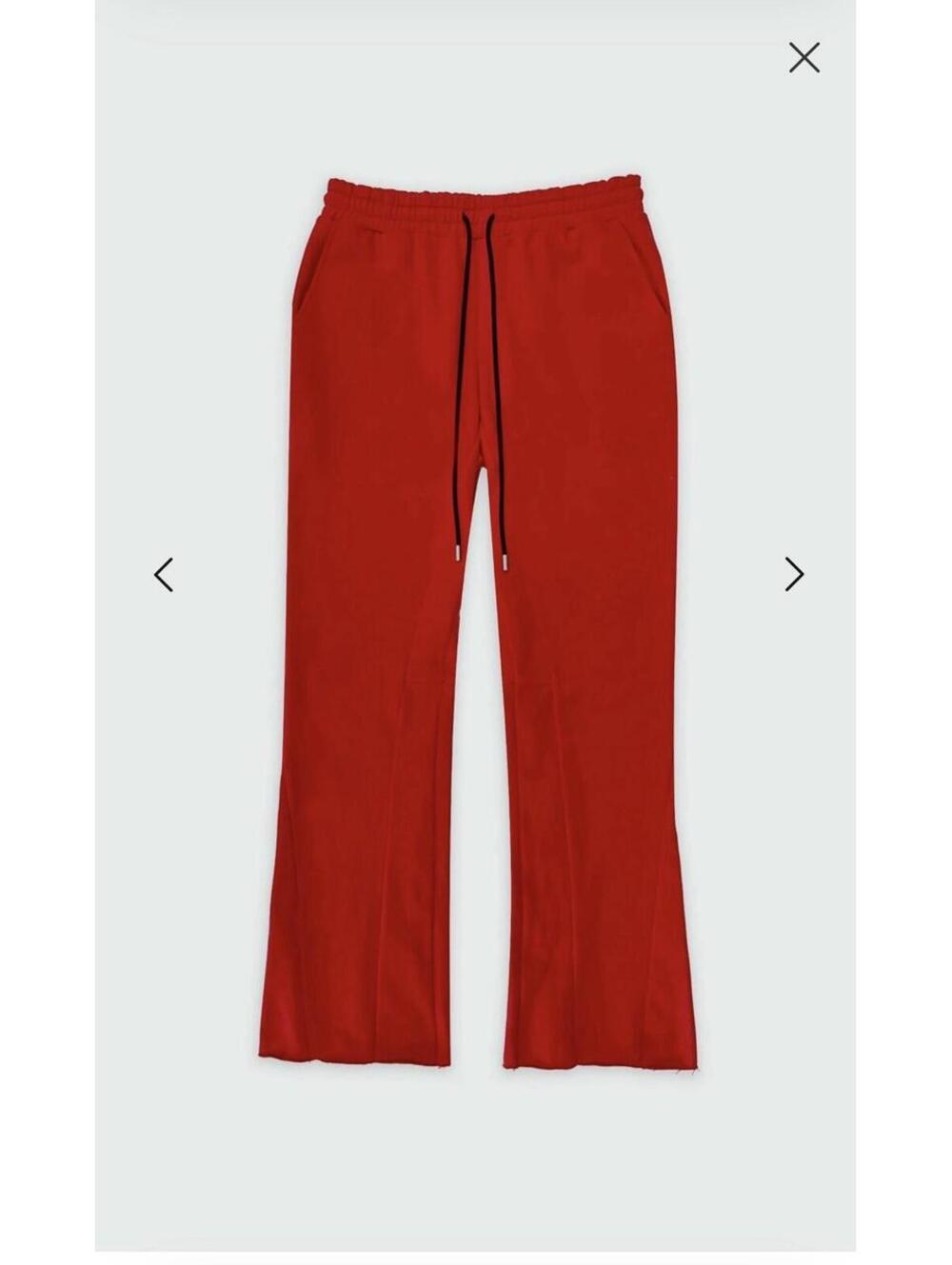 ANANKE Men's Red XL Fleece flared sweat Pants Drawstring Waist 4 Pockets